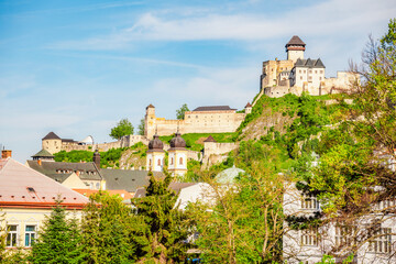 Naklejka premium Trencin Castle in Trencin city in western Slovakia.