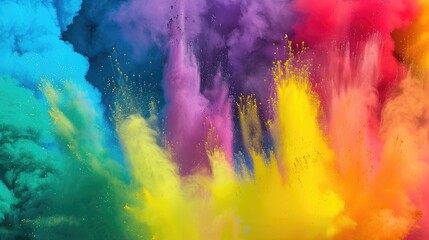 Fototapeta premium Vibrant Spectrum Bursting: Colorful Powder Dancing in the Air