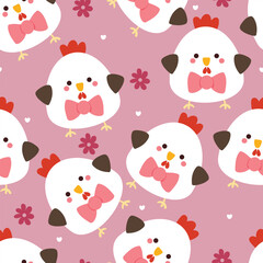 seamless pattern cartoon chicken. cute animal wallpaper for textile, gift wrap paper
