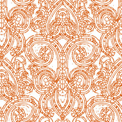 Black and white seamless pattern with arabesques  in a retro style. Vector