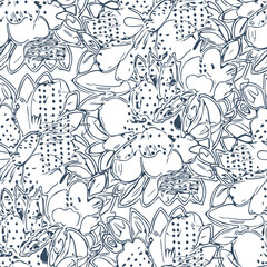 Monochrome Seamless pattern with a simple abstract drawing. Vector