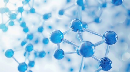 Obraz premium Close up of molecular structure on white background in vivid blue hues