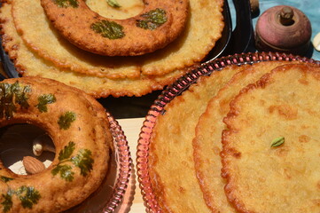 Babru, bhalla malpua traditional snack dishes of mandi himachal pradesh india.sweet item in festival and marriages
