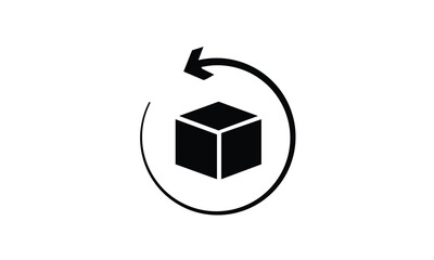 Box package return icon in flat style. Delivery box with arrow illustration on white isolated background. Cargo shipping business concept.