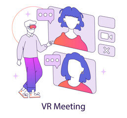 ar and vr2. Flat Vector Illustration