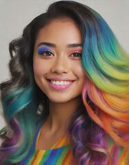 Obraz premium Young Woman with colorful dyed hair