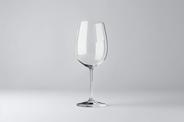 Fototapeta premium A detailed mockup of a blank wine glass on a solid light gray background