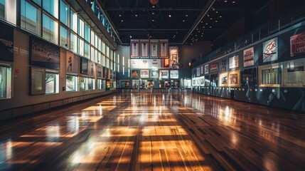 Fototapeta premium Sunlit Morning in the Basketball Hall of Fame Featuring Historic Memorabilia