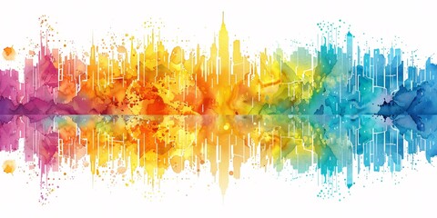 Multicolored sound wave pattern displayed on a white background, showcasing vibrant frequencies and wavelengths
