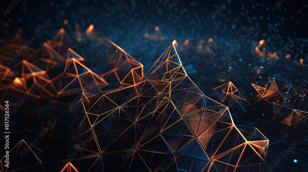 Poster Abstract background with structure of neon triangles and technology style.