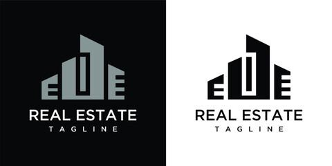 Abstract real estate building logo design vector illustration concept