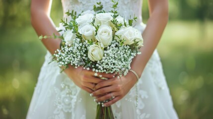 Bride Holding a Floral Bouquet - Powered by Adobe