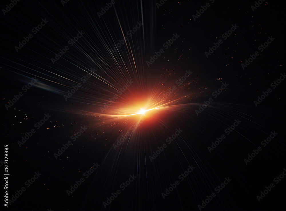 Aufkleber light flare in the dark space. abstract background with shiny lens glare effect.