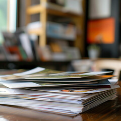 Stack of Postcards on Office Desk - Business Collateral Display