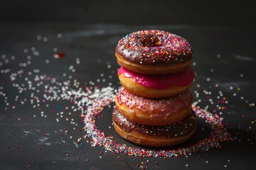 Sweet indulgent donut delights against black backdrop