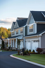 A quintessential rural residence, featuring a two-story home clad in vinyl siding with a double garage, complemented by verdant lawns enveloping the property.