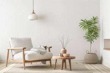 Home mockup contemporary minimalist living room interior 3d render