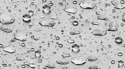   A monochromatic image of water droplets on a glass surface is displayed in black and white