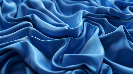 Fototapeta premium abstract background with blue wavy ribbons, folded cloth macro
