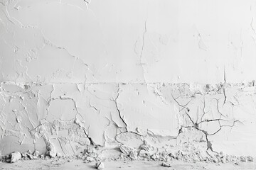 Peeling white wall close up