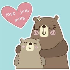 mother bear and baby bear illustration for mothers day