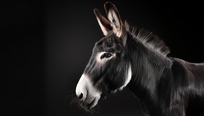 Fototapeta premium donkey close up head on black background
