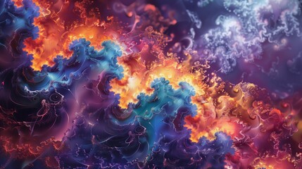 Abstract Fractals: Colorful patterns depicting math's beauty and infinite complexity.