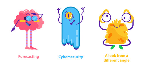 monster helpers. Flat Vector Illustration