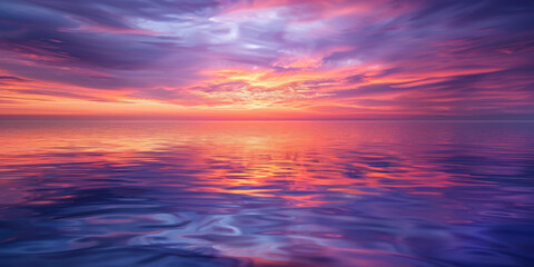 Obraz premium Surreal Ocean Sunset with Radiant Pink and Blue Hues