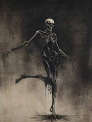 Dance With Death Skeleton Painting Generative AI Illustration 