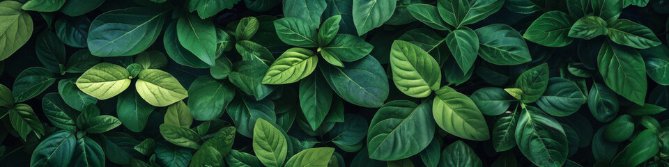 Lush Foliage of Green Leaves with Various Shades of Green