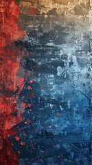 Obraz premium Gritty Abstract Patriotic Red White Blue Vertical Background - 4th of July