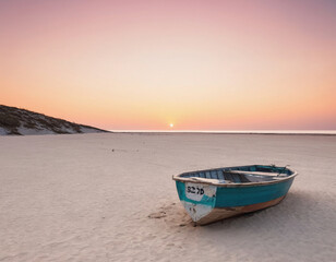 Obraz premium old abandoned boat at the beach