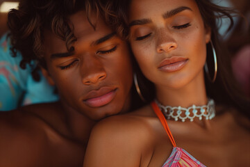Smiling couples in love, the magic of love