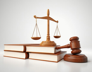 gavel, libra, and law books 3d rendered 
