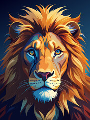 Fototapeta premium Majestic Lion Portrait in Vibrant Digital Art Style