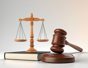 gavel, libra and law books 3d rendered 