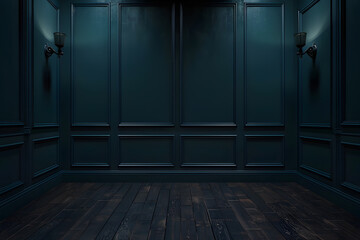 Dark elegant interior with classic panel walls
