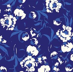 Fototapeta premium Floral seamless pattern with big flowers and Vector illustration.