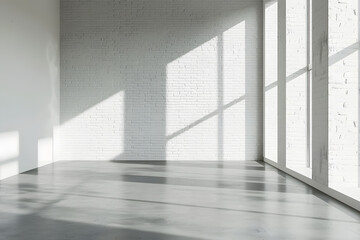 Bright sunlit minimalist space with shadows