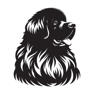 recommend clip art: Newfoundland dog silhouette, Regal Dog silhouette, Newfoundland dog Black and White Illustration	
                    
