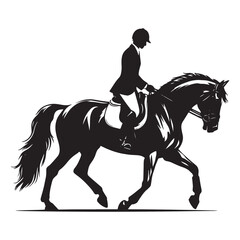 Black and White Horse Rider Silhouette Vector Art, Horserider Silhouette Vector, Horserider Silhouette Vector PNG IMAGES, 