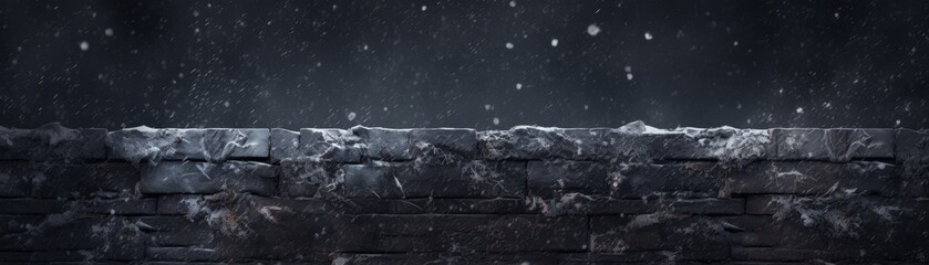 Copy space image of a frost covered flaky black textured wall