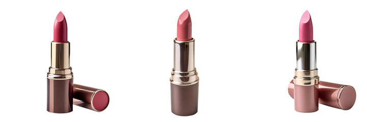 A set of lipsticks isolated on transparent background