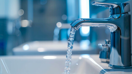 A sink with a faucet that is dripping water