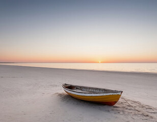 old abandoned boat at the beach