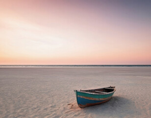 Naklejka premium old abandoned fishing boat at the beach