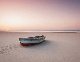 old abandoned fishing boat at the beach