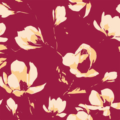 Floral seamless pattern with big flowers and  Vector illustration.