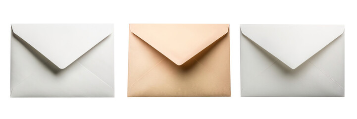 Paper envelopes isolated on transparent background